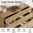 thumbnail image 4 of WAMPAT Commode à 6 Tiroirs avec Base en Métal, Coffre Moderne en Bois pour Chambre, Salon et Entrée, Chêne, 4 of 8