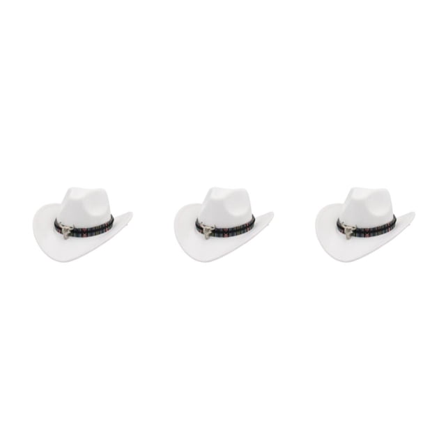 Decodeary Western Outback Cowboy Hat Channel Inner Cowboy Classic Hat Large Brim Provides white 3Set