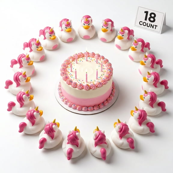 Amscan Rubber Ducks Unicorn Multicolor 18 Pack 2.5 x 2.5 Inch