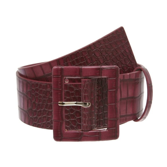 2 1/4" Wide Ladies High Waist Faux Crocodile Print Patent Leather Fashion Belt