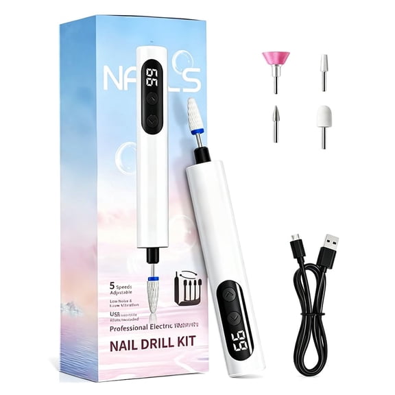 Electric Nail Drill Kit, Portable Adjustable Speed Nail File for Acrylic & Gel Nails, Manicure Pedicure Tool for Home Travel Use (1)