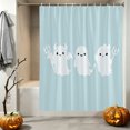 thumbnail image 2 of Shower Curtains for Bathroom-36"x72",Halloween White Ghost on Light Blue Waterproof Bath Curtain Grommet Shower Curtain Set with Hooks, 2 of 9
