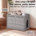 thumbnail image 4 of Handwoven Rattan Hidden Cat Litter Box Enclosure Cabinet - Large Indoor Washroom Furniture with Mat & Fence - Stylish Cat Litter Solution for Living Room or Apartment, 4 of 8