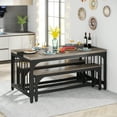 thumbnail image 3 of Tribesigns 3 Piece Dining Set for 4 to 6, 55" Rectangle Kitchen Dining Table with 2 Benches, Gray, 3 of 7