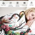 thumbnail image 3 of WYYP Bed Watercolor Deer Big Antlers Flowers and Birds on The Horns Flannel Blanket White, 3 of 6