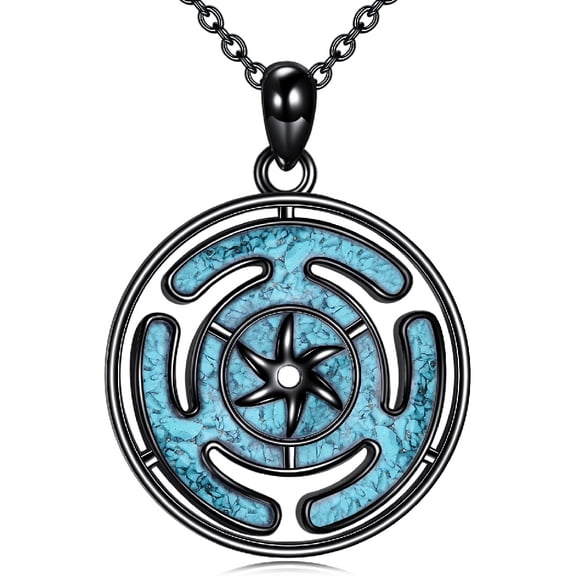 XATENJE Hecate Necklace 925 Silver Wiccan Wheel of Hecate Triple Moon Goddess Pendant Necklace Wiccan Jewelry Gifts for Women