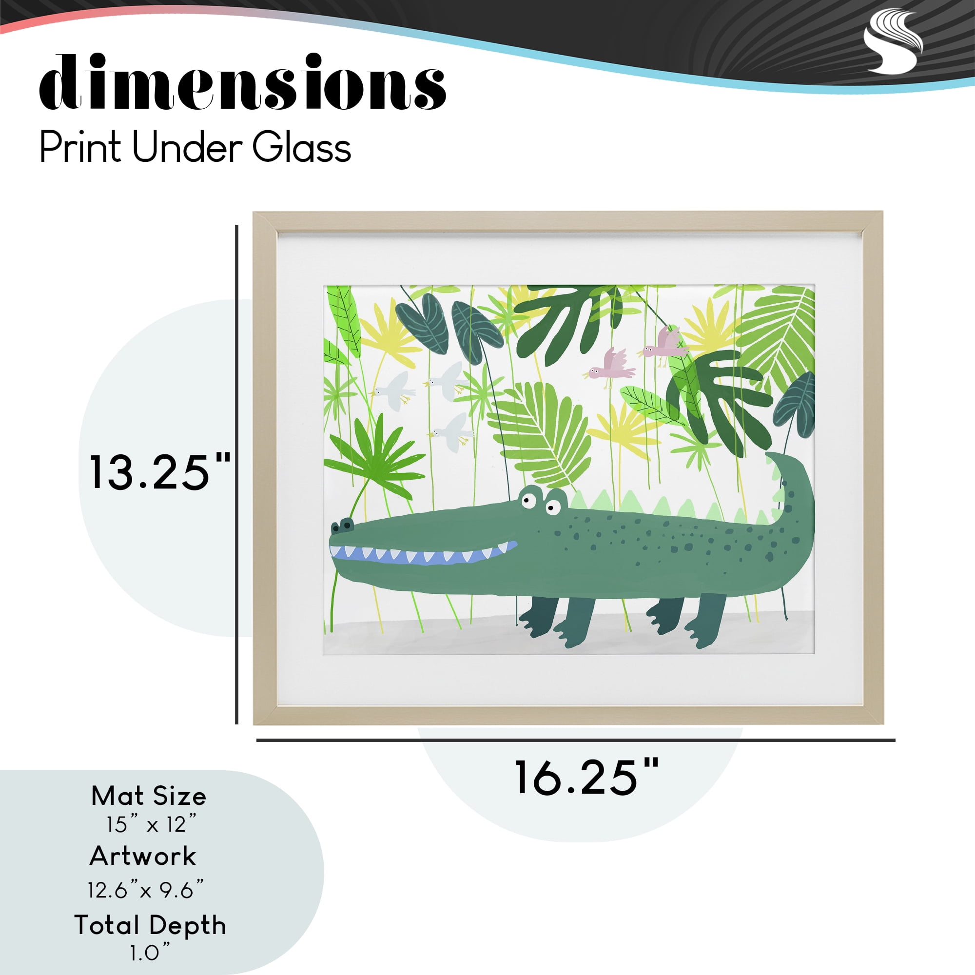 Stupell Industries Crocodile Jungle & Leaves Birch Framed Print Under Glass, design by Carla Daly