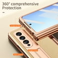 thumbnail image 2 of TECH CIRCLE Samsung Galaxy Z Fold 4 Case, PU Leather Phone Case Built in Hidden S Pen Holder Screen Protector Full Hinge Protection Kickstand Full Coverage Heavy Duty Shockproof Case, Gold, 2 of 7