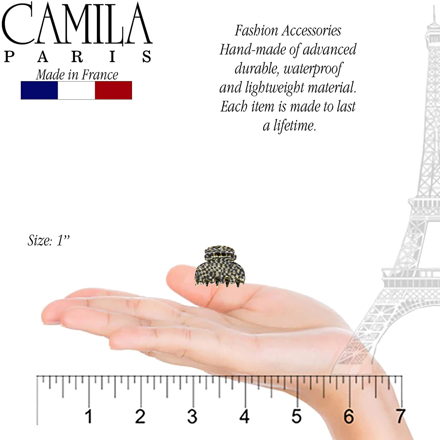 Camila Paris CP3068 French Hair Clip for Women, Handmade, Opera, Small, Girls Hair Claw Clips Jaw, Durable Styling Hair Accessories for Women, Strong Hold No Slip Grip, Made in France