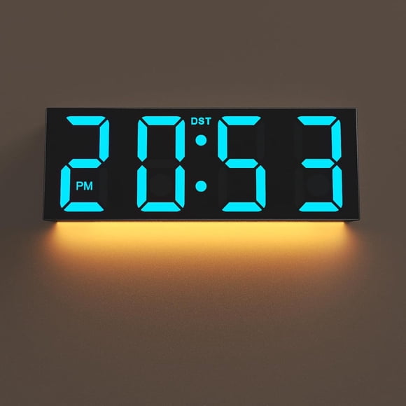 YISILE 12" Wall Clock with Remote Control, RGB Colors, Auto DST, Auto-Dimming, Alarm Clock with Night Light, Date,12/24Hr, Big Digits, for Living Room Bedroom Office