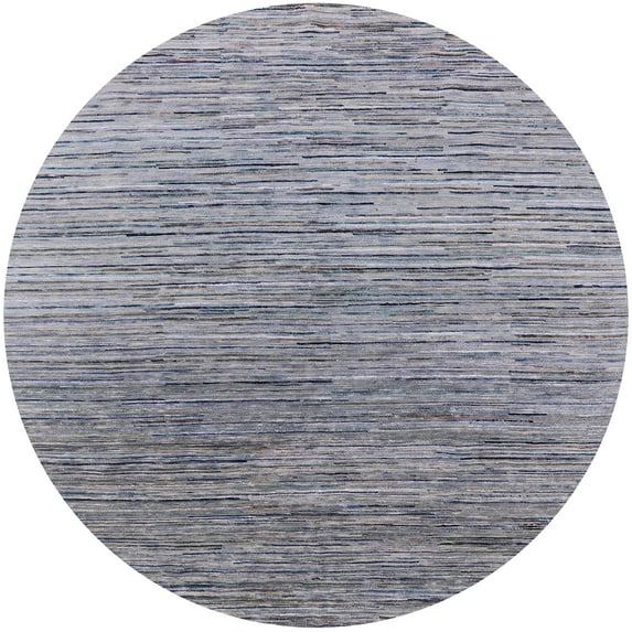 Ahgly Company Machine Washable Indoor Round Industrial Modern Mist Blue Area Rugs, 8' Round