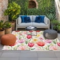 thumbnail image 2 of Spring Tulip Outdoor Rug for Patio/Deck/Porch, Non-Slip Large Area Rug 5 x 7 Ft, Summer Floral Botanical Elegant Indoor Outdoor Rugs Washable Area Rugs, Reversible Camping Rug Carpet Runner, 2 of 8