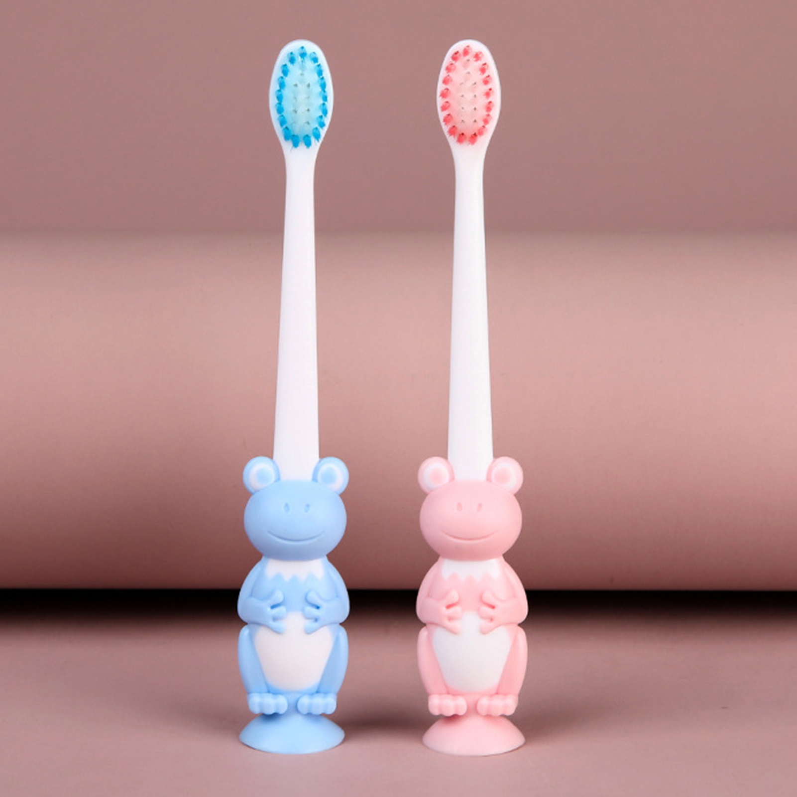 Travelwant 2Pcs/Set Kids Toothbrush Soft Bristles, BPA Free, Suction Cup for Fun Storage- Boys and Girls Toddler Toothbrush