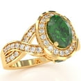 thumbnail image 2 of Three Stone Lab-Created Emerald Diamond Peekaboo Halo Engagement Ring In 14k Yellow Gold, 2 of 6