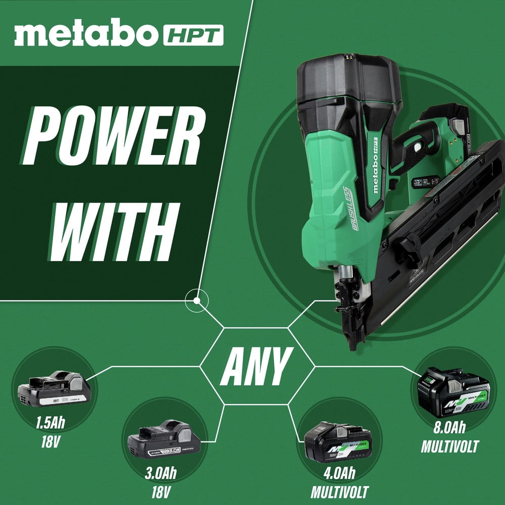Metabo HPT NR1890DCSM, 18V Cordless Framing Nail Gun, 3.0 Ah