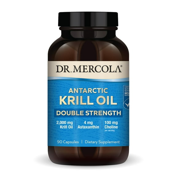 Dr. Mercola Krill Oil Double Strength, 30 Servings (90 Capsules), Dietary Supplement, 2,000 mg Krill Oil Per Serving, Ideal Source of Omega-3s, Non-GMO, MSC Certified