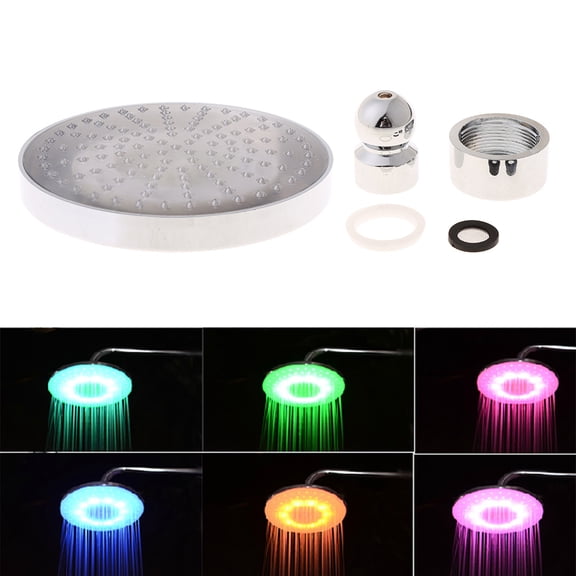 8" inch RGB LED light Round Stainless Steel Rainfall Bathroom Shower for Head