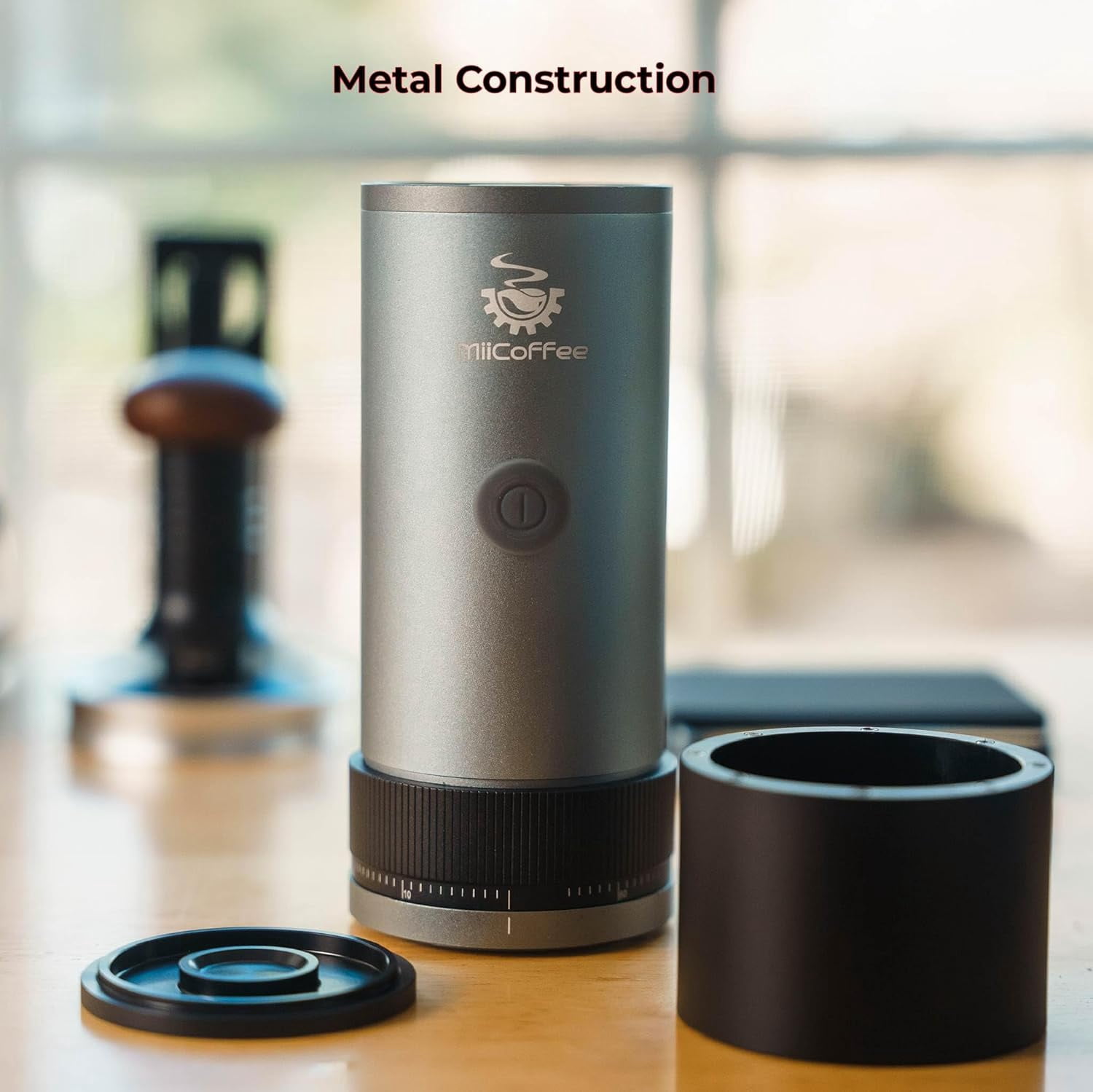 PT2 Portable Electric Burr Coffee Grinder with Stainless Steel Conical Burrs and USB-C Charging for Travel