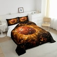 thumbnail image 3 of Boys Basketball Bedding Comforter Sets Queen Size 3D Orange Basketball Print Comforter Set for Teens Men,Geometry Hexagon Honeycomb Bedding Sports Games Quilt Abstract Geometric Room Decor 3Pcs, 3 of 6