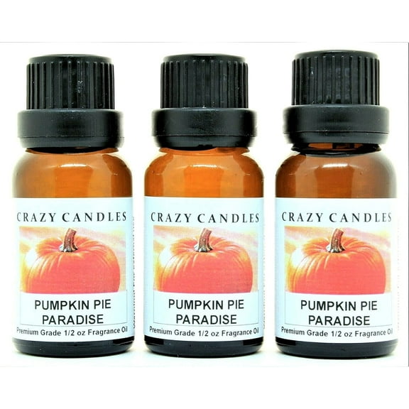 Crazy Candles Pumpkin Pie Paradise 3 Bottles 1/2 Fl Oz Each (15ml) Premium Grade Scented Fragrance Oil