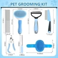 thumbnail image 2 of Dog Brush Dog Grooming Kit, 6PCS Deshedding Brush and Dematting Comb for Dogs, Cat Nail Clipper with File, Flea Comb, Bath Brush for Shedding Control at Home, Blue, 2 of 6