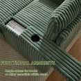 thumbnail image 5 of Aukfa Corduroy Chaise Lounge w/ 2 Cupholders, Storage Ottoman Bench, Plush Sofa Chair Bed, Green, 5 of 9