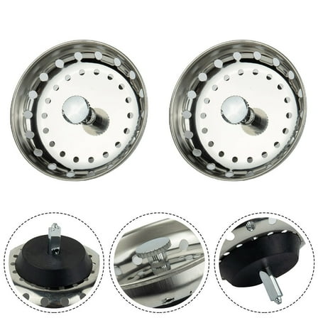 2 Pack Kitchen Sink Drain Stopper Basket Strainer Waste Plug Stainless Steel