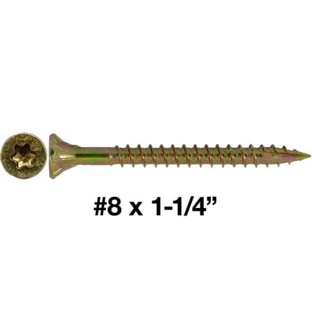 

Jake Sales Brand #8 x 1-1/4 - Torx/Star Wood Screw ~1155 Screws - Multipurpose Yellow Zinc Coated -5 Pounds