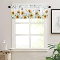 thumbnail image 2 of Floral Small Window Valance Curtains for Bathroom Kitchen, 1 Pack Thermal Insulating Tier Curtains 54x18inch, Short Rod Pocket Curtains, Sunflowers Bees Eucalyptus Leaves, 2 of 6