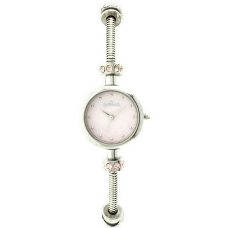 Stainless Pink Dial Connections from Hallmark Women's Stainless Steel Charm Bracelet Watch with Pink MOP Dial ()