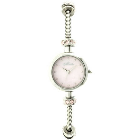 Connections from Hallmark Women's Stainless Steel Charm Bracelet Watch with Pink MOP Dial