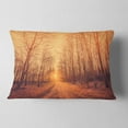 thumbnail image 2 of Designart Forest Road into Sunrise - Landscape Photography Throw Pillow - 12x20, 2 of 5