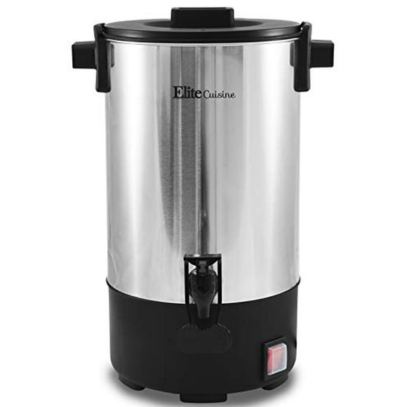 Cuisine Elite CCM-035 30 Tasses Urne Électrique en Acier Inoxydable Cafetière, Filtre Amovible pour un Nettoyage Facile, Distributeur à Deux Voies w