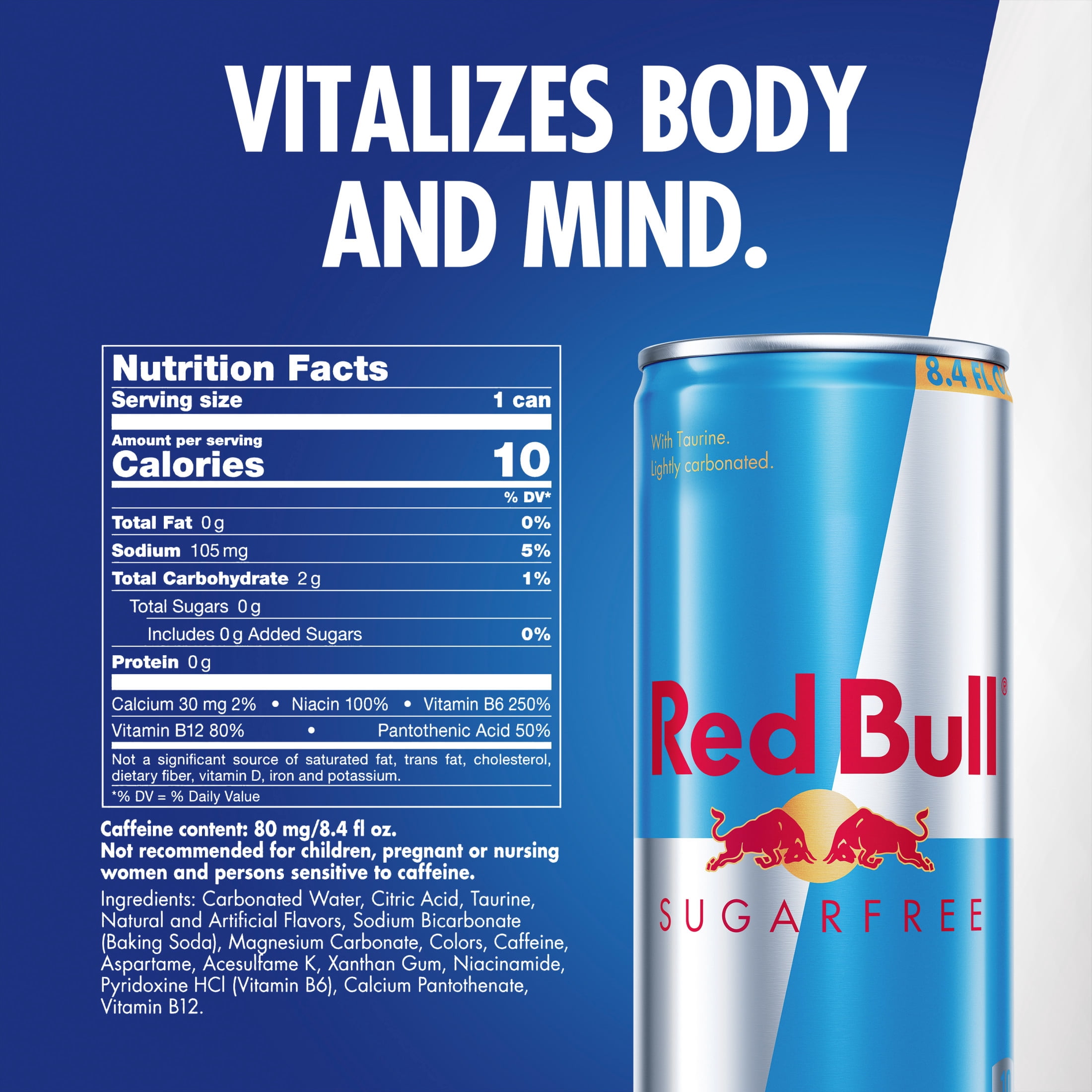 Red Bull Sugarfree Energy Drink, 8.4 fl. oz., 6 Packs of 4 Cans