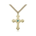thumbnail image 1 of Gold Filled Cross Pendant with 3mm December Blue Swarovski Crystal 1 1/4 x 7/8 inches with Heavy Curb Chain, 1 of 1