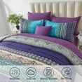 thumbnail image 2 of Boho Comforter Set Queen Size 8 Piece Bed in a Bag Bohemian Striped Bedding Quilt Set Aqua Paisley Floral Comforter and Sheet SetSoft Microfiber Complete Bedding Sets for All Season, 2 of 6