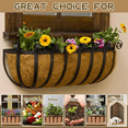 thumbnail image 3 of 8 Pack 24 Inch Trough Coconut Liners, Natural Coconut Liners for Wall Planter, Window Basket Deck Railing Planter,8 x coconut liner,Brown, 3 of 7