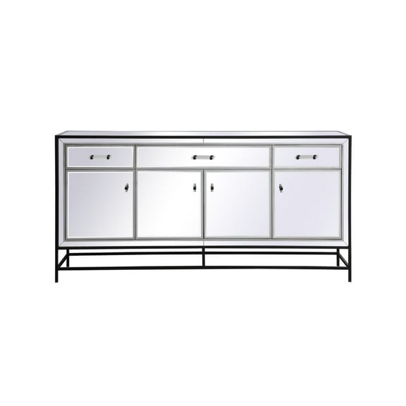 Elegant Decor James 72 In. Mirrored Credenza In Black