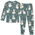 thumbnail image 2 of Bow Rabbit Carrot Pattern Cotton Pajamas 2 Piece Set Sleepwear Soft and Comfortable Homewear Nightwear, 2 of 7