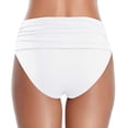 thumbnail image 4 of High Waist Swimwear Bottoms for Women Stretchy Fabric Swim Short Pants Soft Pleated Design Summer Bathing Shorts White XL, 4 of 4