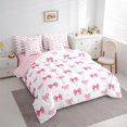 thumbnail image 3 of Manfei Cute Pink Bow-Tie Girl 7-Piece Twin Bedding Sets,Polka Dots Bedding Comforter Set,Cartoon Bowknot Breathable Sheet Sets,Ultra Soft Home Decor,Reversible, 3 of 8