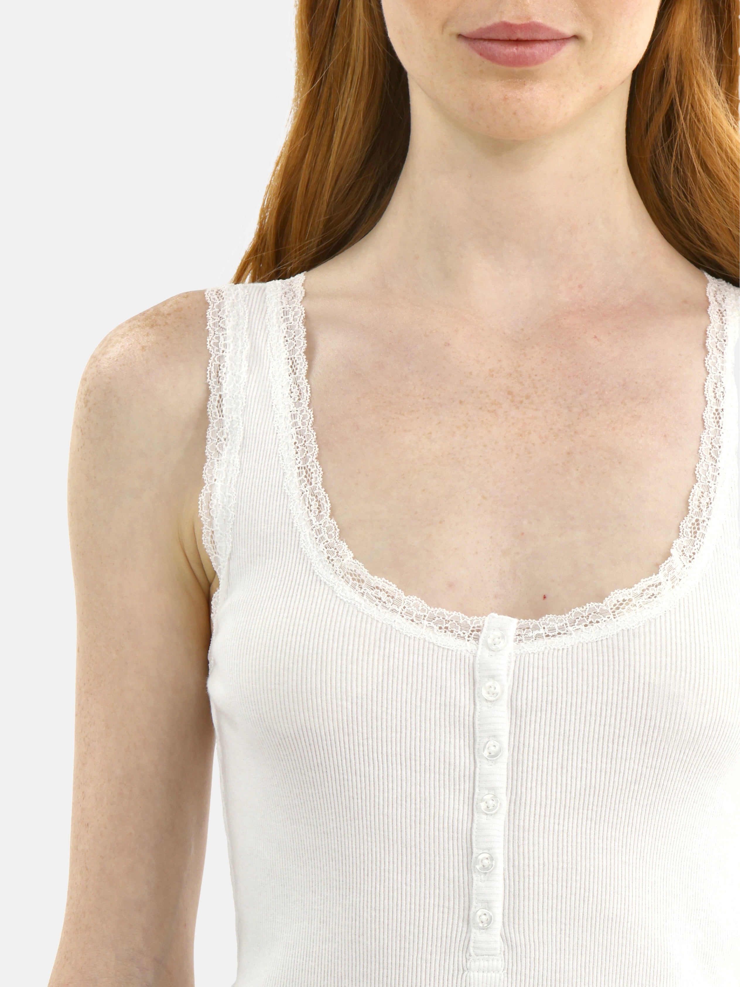 No Boundaries Lace Cotton Henley Tank, Women's