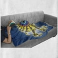 thumbnail image 6 of Fractal Soft Flannel Fleece Blanket, Trippy Shaped Modern Floral Pattern with Giant Eye in the Middle Art Illustration, Cozy Plush for Indoor and Outdoor Use, 50" x 70", Black Blue, by Ambesonne, 6 of 6