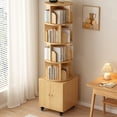 thumbnail image 7 of GDF Studio 70" 5-Tier Rotating Bookshelf with Cabinet, 360° Spinning Corner Bookcase, Home Office, Natural, 7 of 7