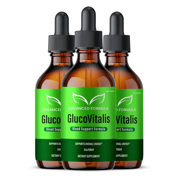 GlucoVitalis Drops Liquid Supplement, GlucoVitalis Supplement, All Natural Formula for Men and Women, Made in USA, Extra Strength (3 Pack)