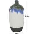 thumbnail image 3 of DecMode 13" Handmade White Ceramic Vase with Dripping Effect, 3 of 8