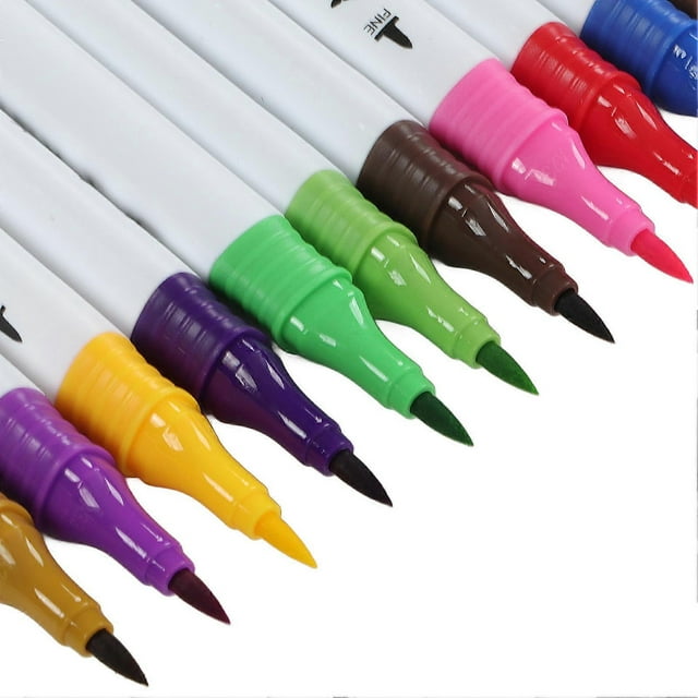 24 Pcs Markers Triangular Rod Hand Painted Water Based Paint Watercolor Pen Double Head Marker Pen