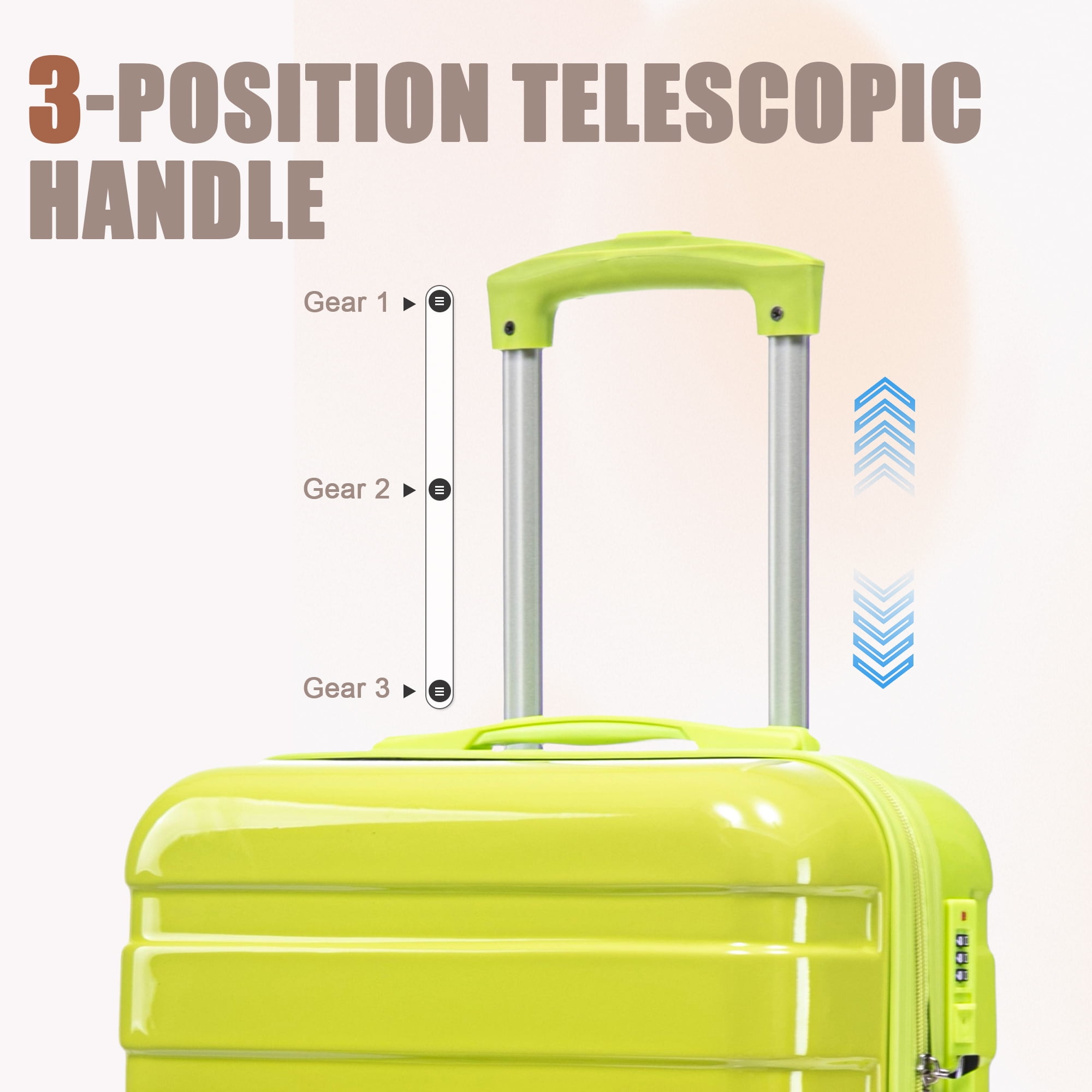 HomePerch 20"/14" Carry On Luggage Set, Lightweight PC Hard Shell Spinner Suitcase with TSA Combination Lock, 2-Piece Travel Case, Gradient Yellow & Green