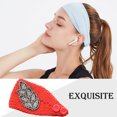 thumbnail image 4 of Crochet Headbands Winter Leaves Pattern with Pattern Headbands Rhinestones Elastic Head Protector Wide Warm Chunky Hair Accessories for Girls Red, 4 of 6