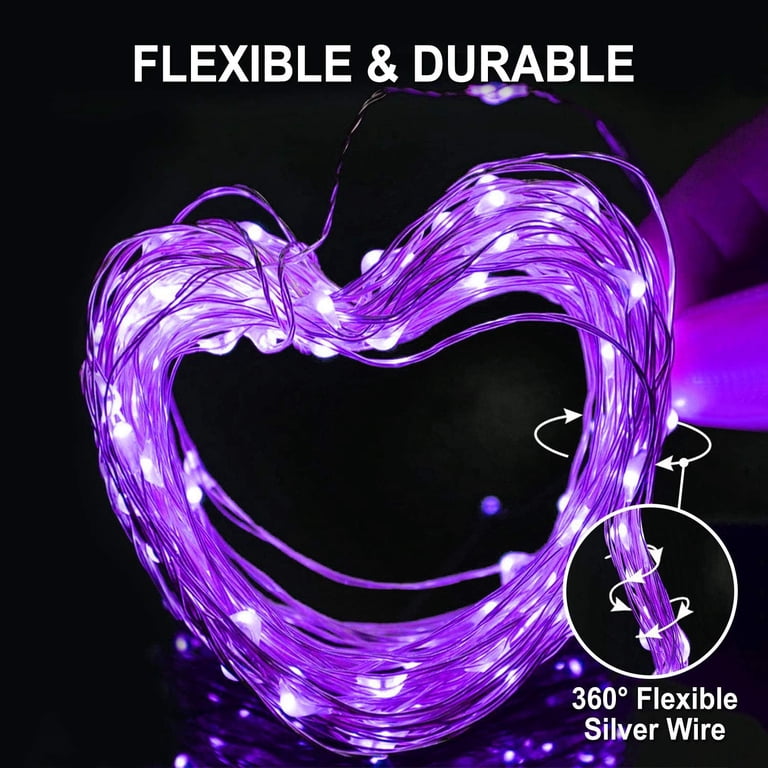 Rirool Purple LED Fairy String Lights, 2-Pack 33ft photo 6